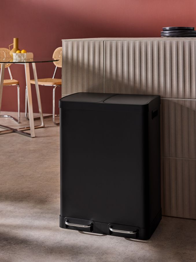 2 Section 60 Litre Recycling and Waste Colter Bin in Black (B25231) | £120