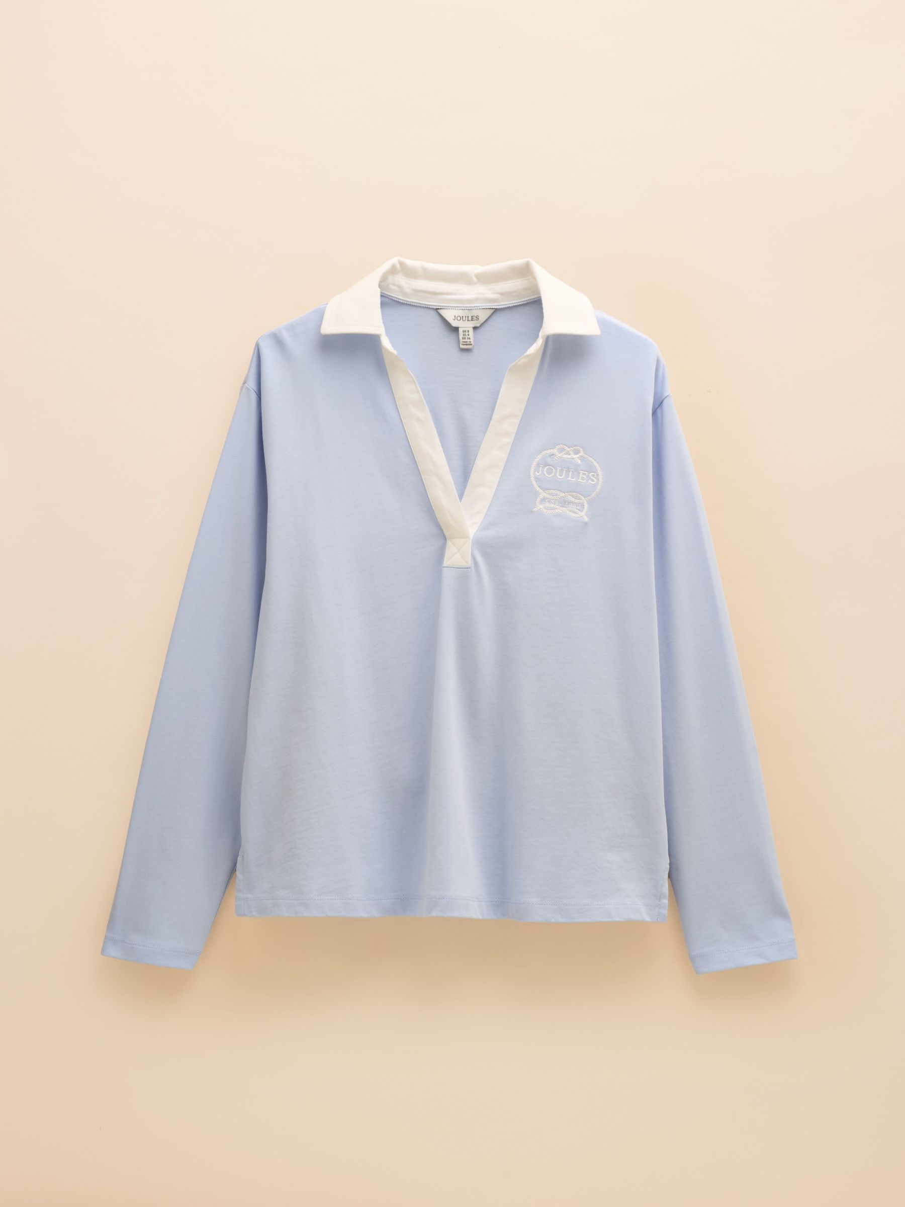 Tallie Blue Long Sleeve Combed Cotton Collared Top