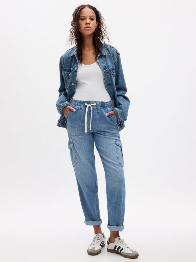 Blue Mid Rise Pull On Easy Jeans (B26730) | £55