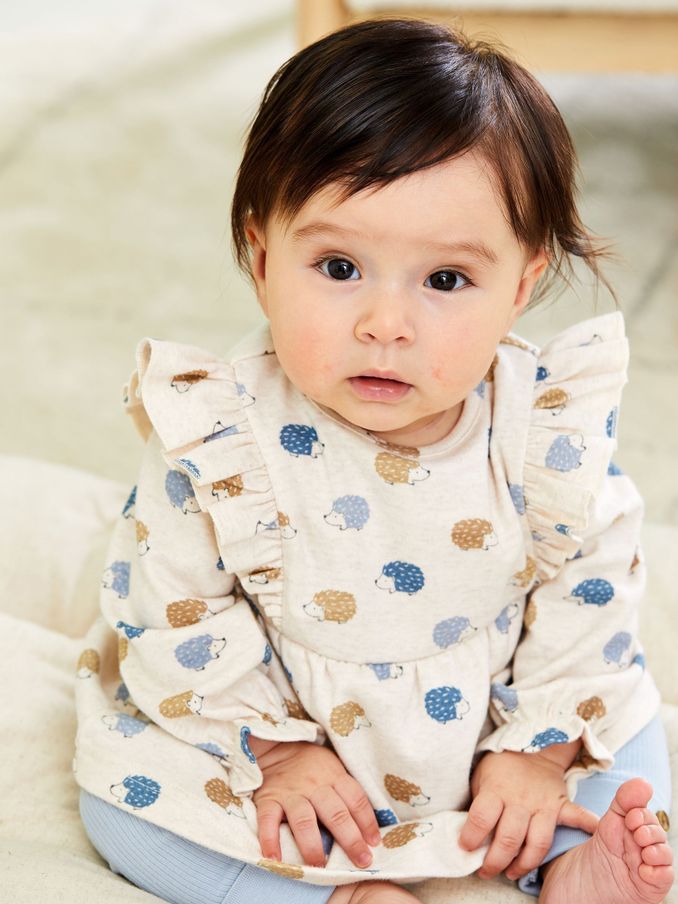 Natural Hedgehog Frill Tunic And Leggings Set (B26809) | £27