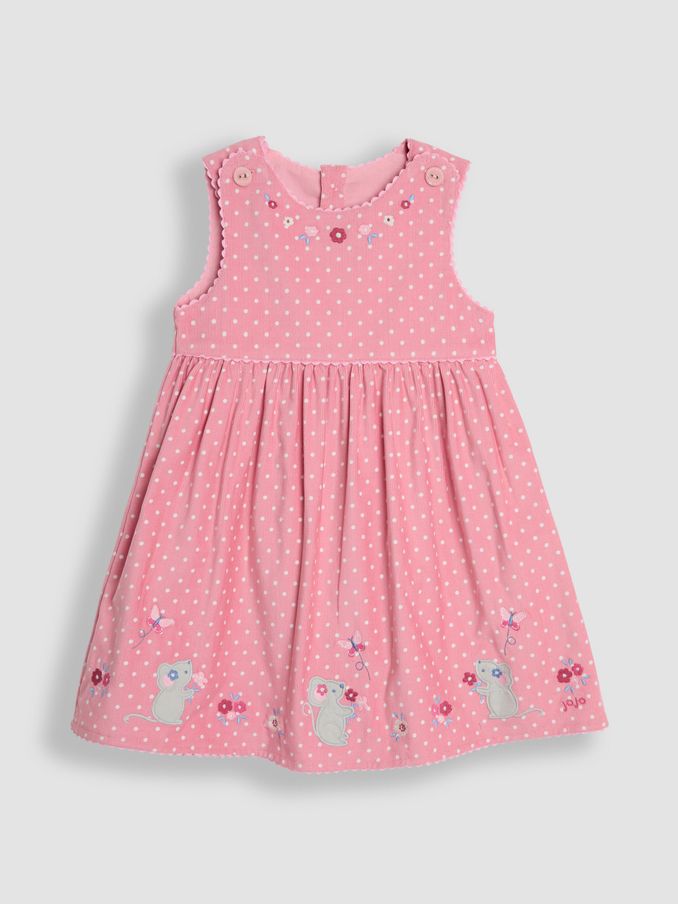 Pink Mouse Applique Cord Dress (B26993) | £28
