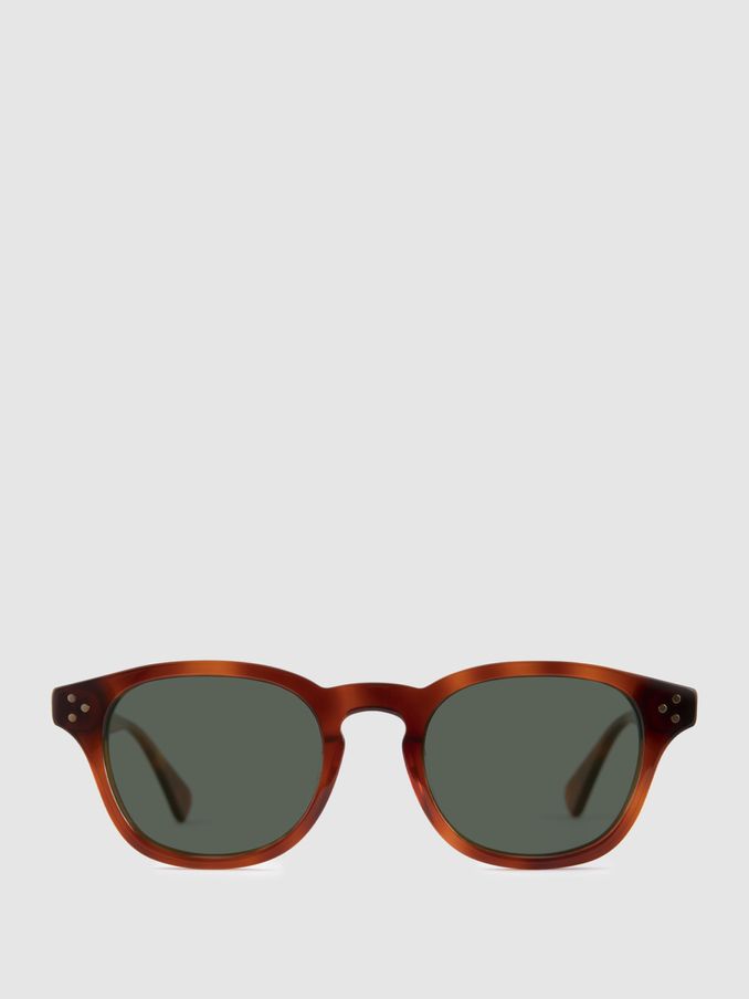 Curry and Paxton Rounded Acetate Sunglasses in Light Tortoise (B27242) | £105
