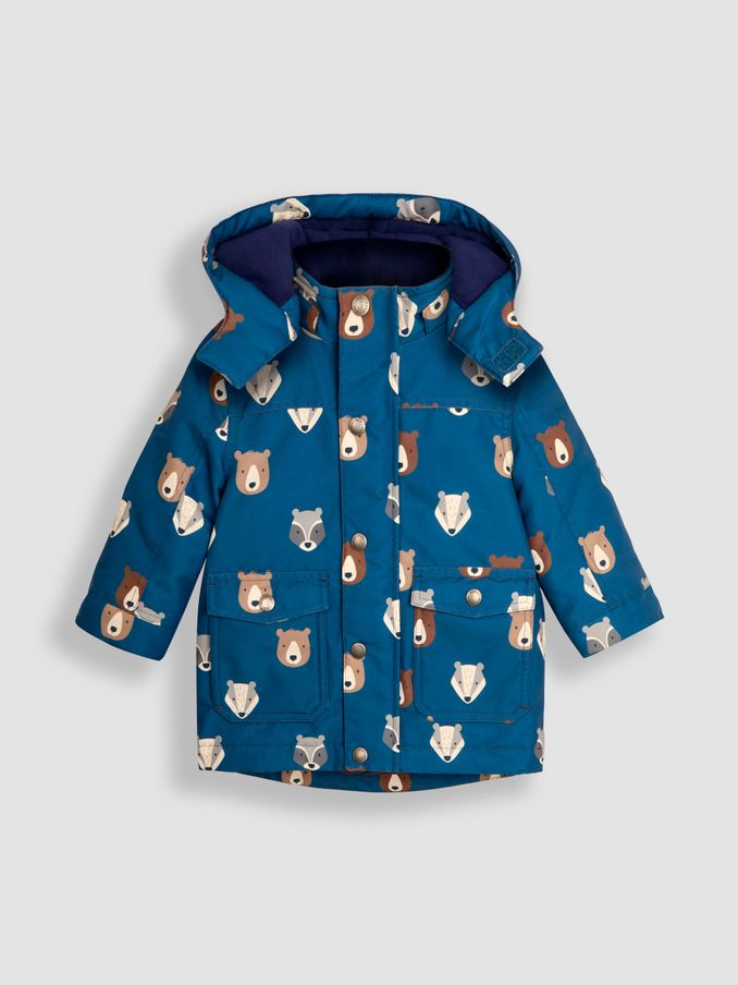 Navy Blue Woodland Detachable Hood Print Parka (B28253) | £24 - £25