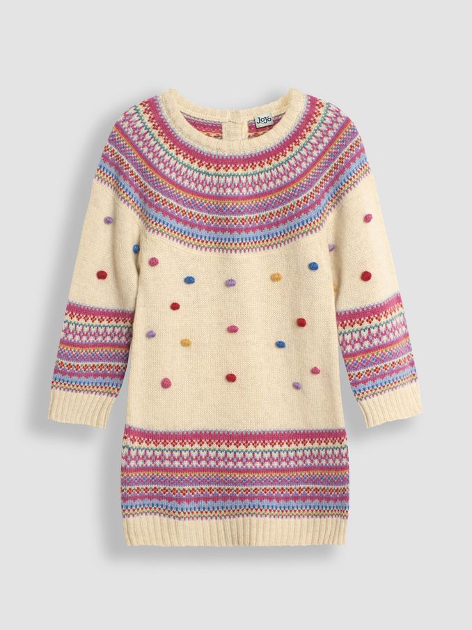 Cream Fair Isle Knitted Dress (B28324) | £17