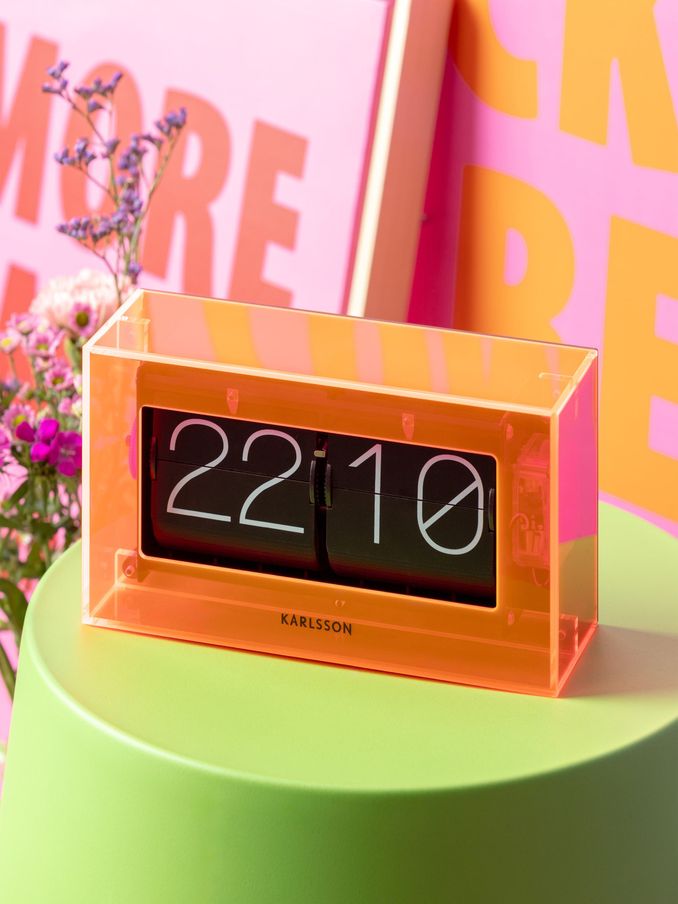 Karlsson Neon Orange Boxed Flip Table Clock (B28333) | £150