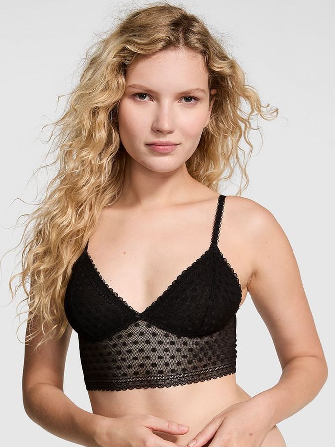 Black Dainty Dot Lace Bralette (B28658) | £19