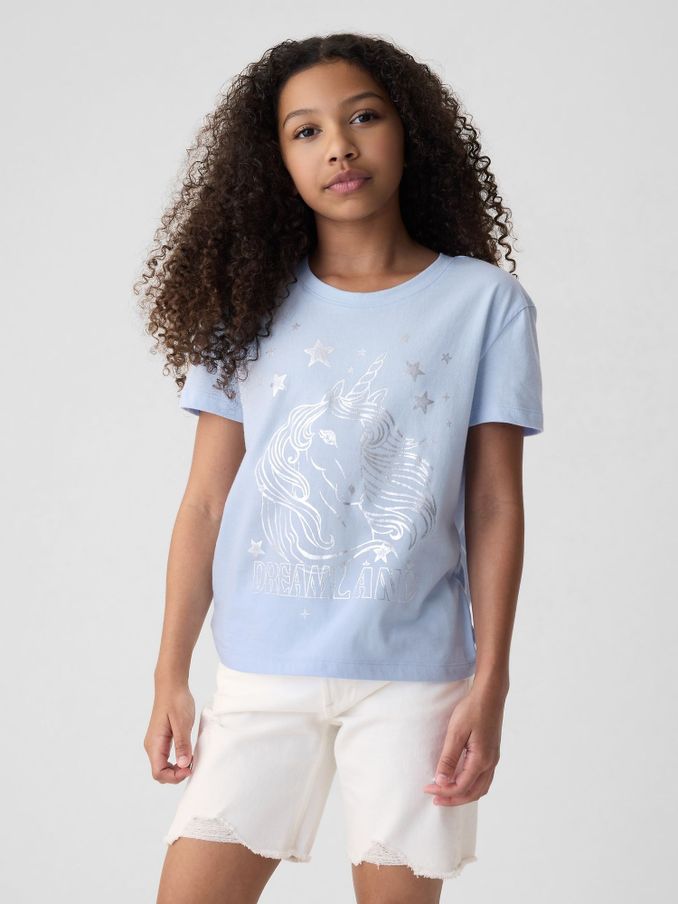 Blue Unicorn Graphic Short Sleeve Crew Neck T-Shirt (4-13yrs) (B29127) | £7