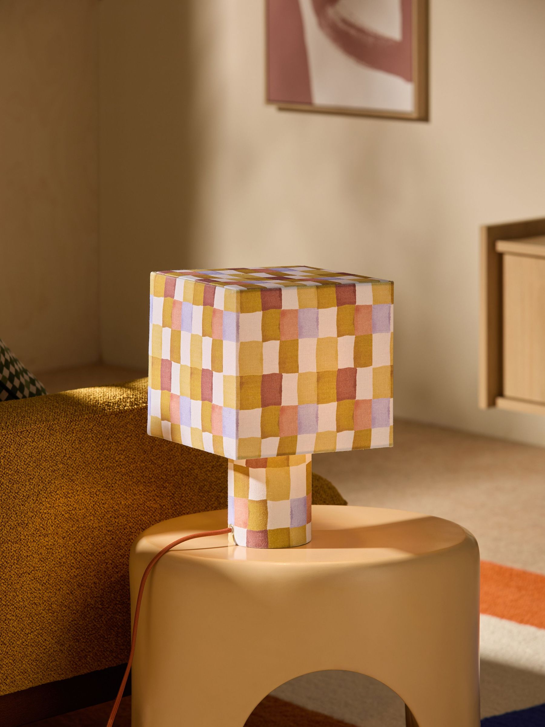 Tiana Check Table Lamp in Multi (B29794) | £65
