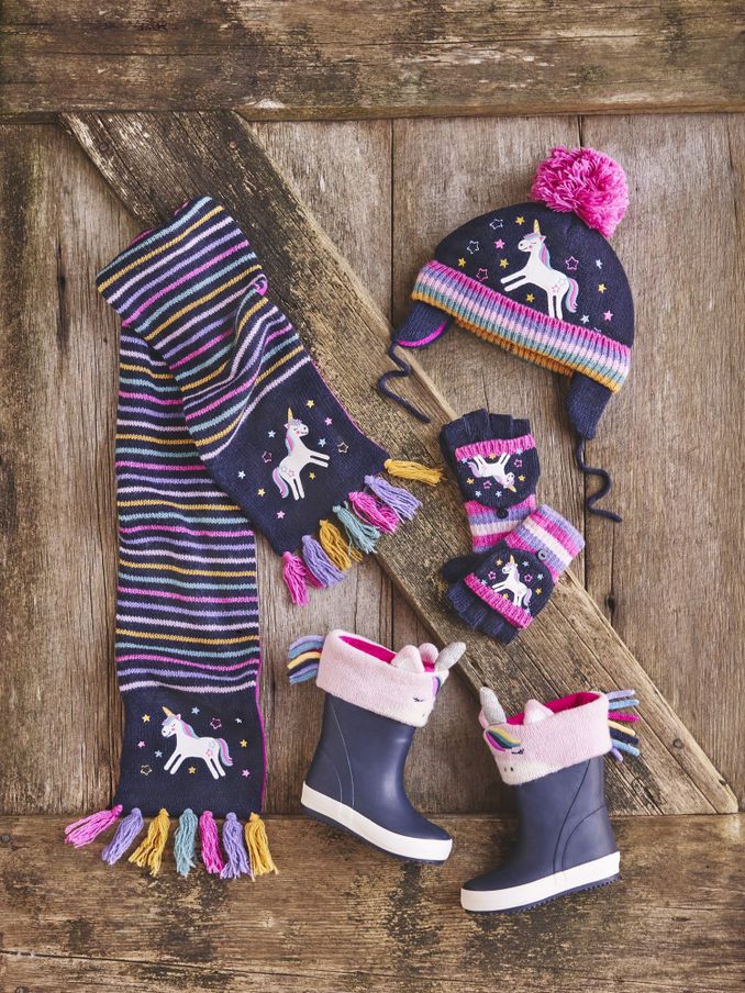 Navy Unicorn Embroidered Gloves (B29888) | £15.50