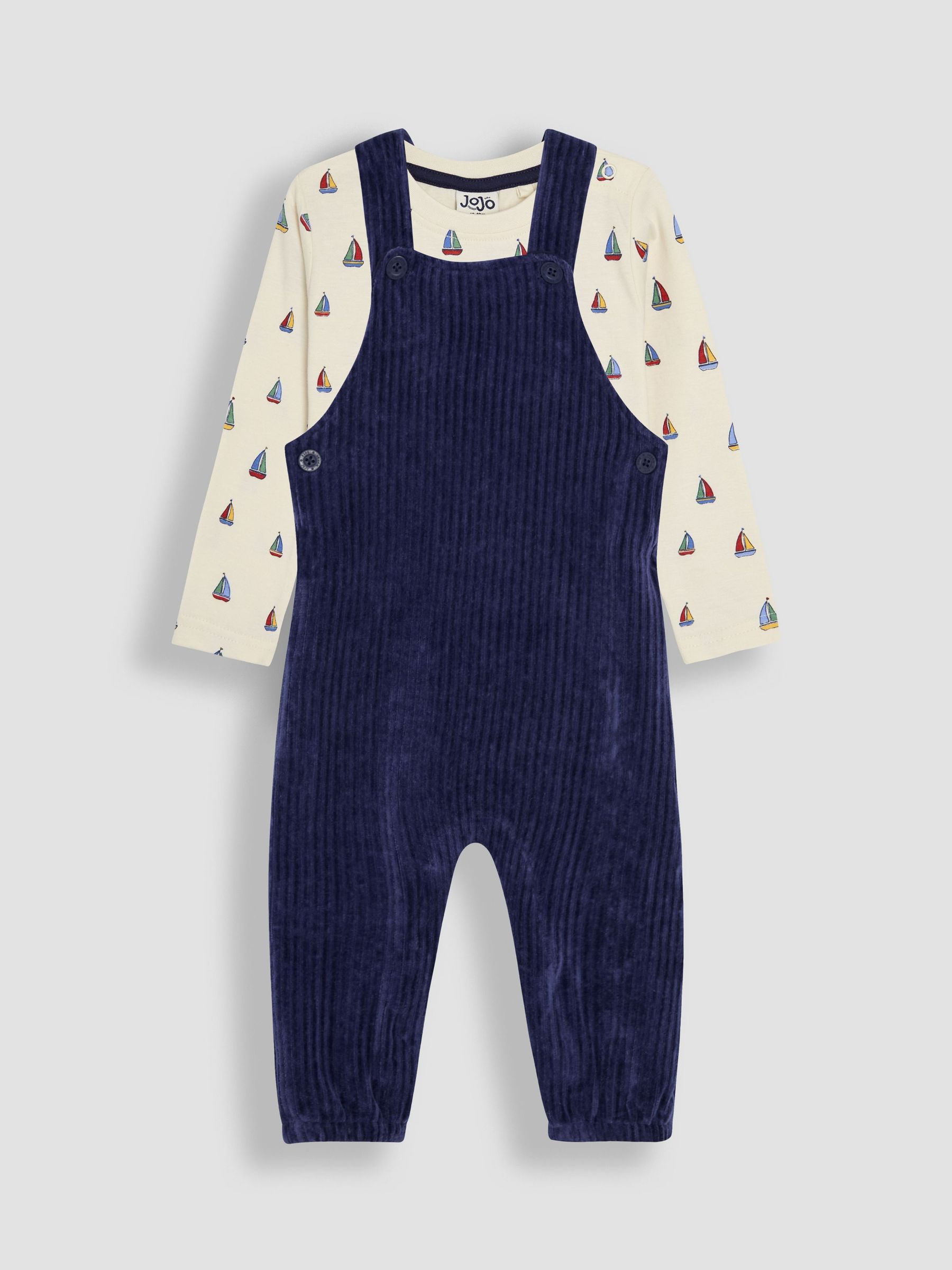 Navy Appliqué Dungarees & Print Top Set (B30054) | £28