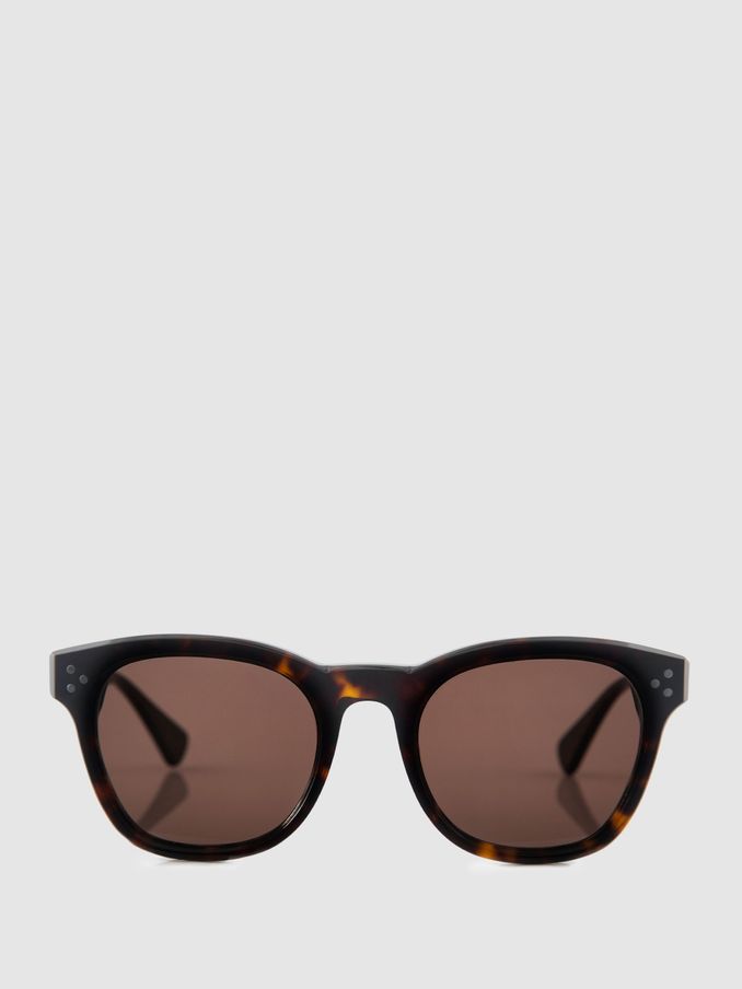 Curry and Paxton Rounded Acetate Sunglasses in Tortoise (B30443) | £105