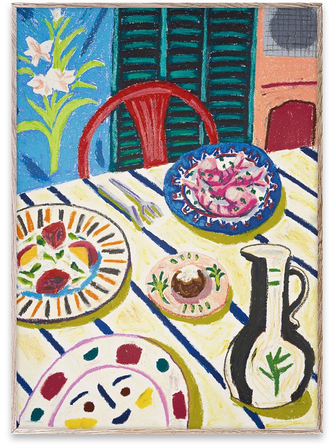 Paper Collective Multi Tapas Dinner Framed Wall Art Print in Natural Oak Frame (B30515) | £70 - £110