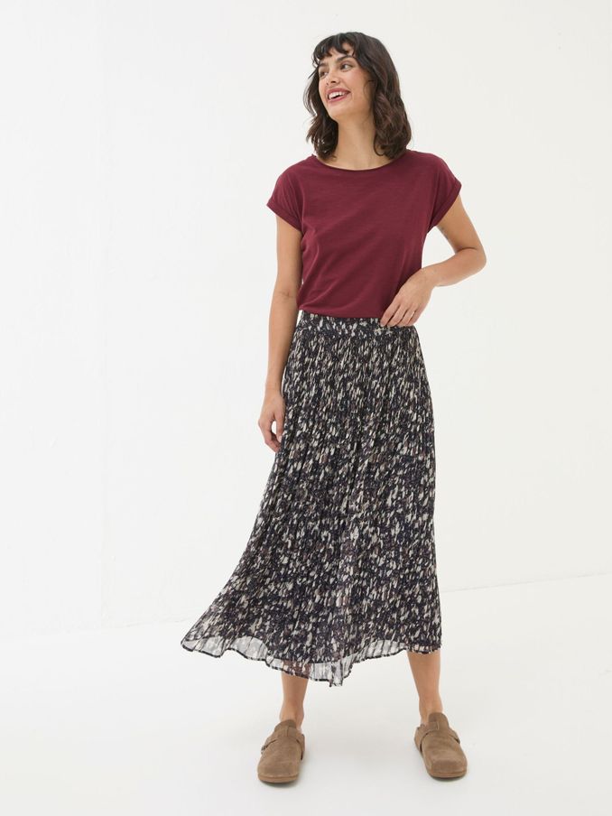 Paignton Dark Brown Pleated Midi Skirt (B30563) | £38