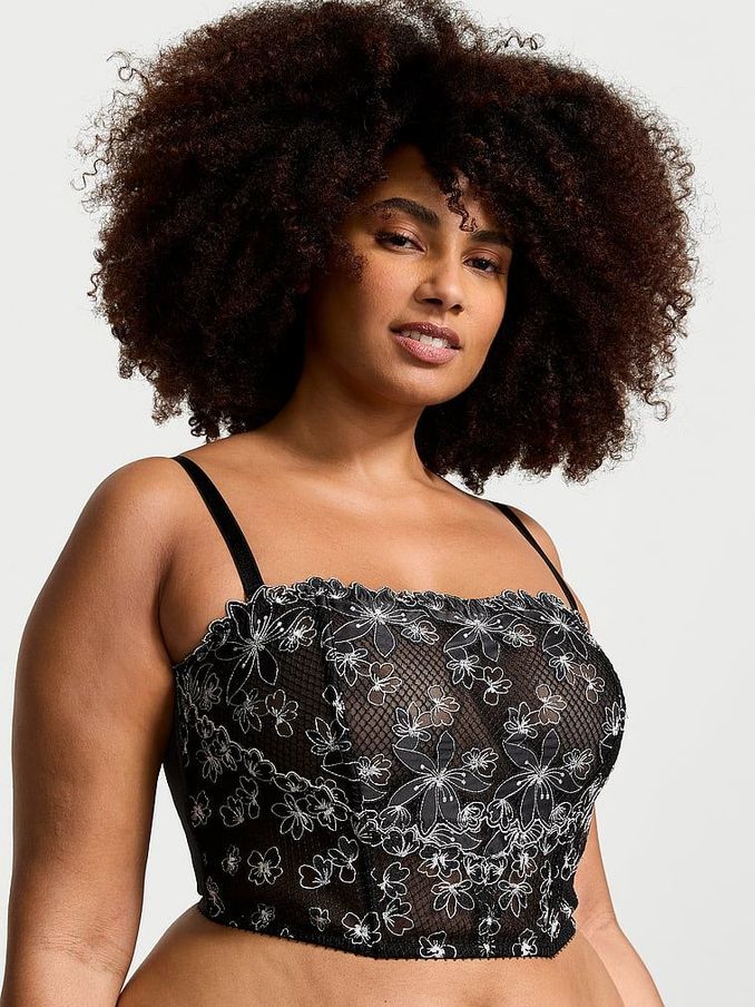 Black Ziggy Glam Embroidered Corset Bra Top (B33075) | £27