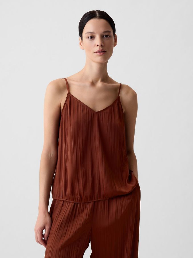 Brown Pleated Satin Camisole (B33946) | £12