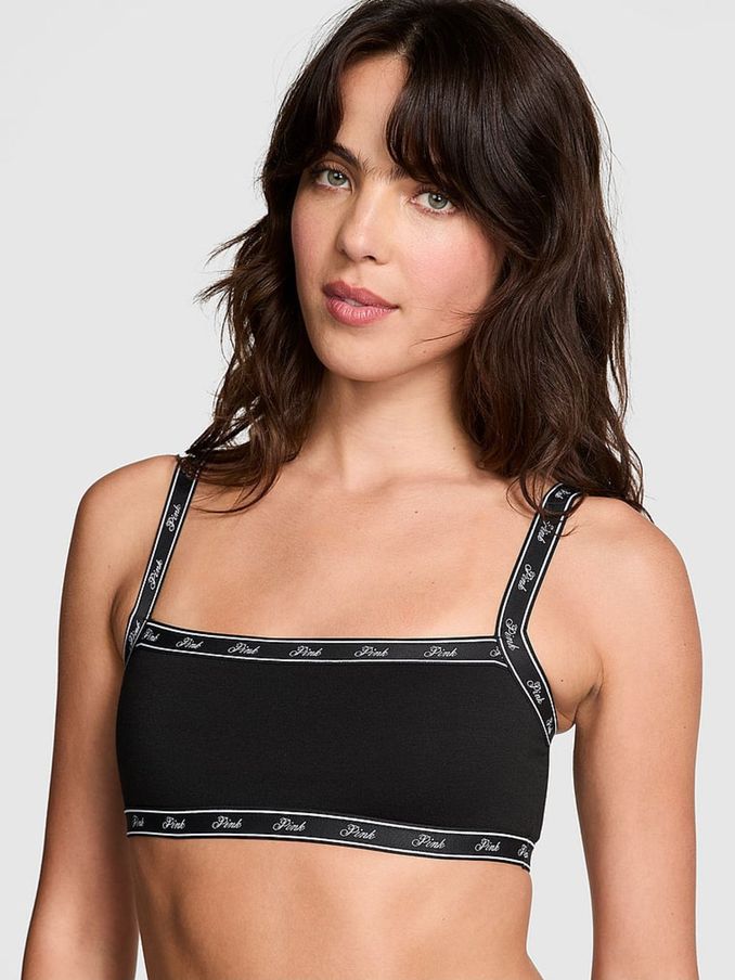Black Cotton Logo Bralette (B33950) | £19
