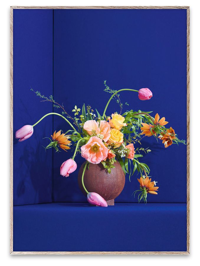 Paper Collective Blue Blomst 01 Framed Wall Art Print in Natural Oak Frame (B34047) | £70 - £110