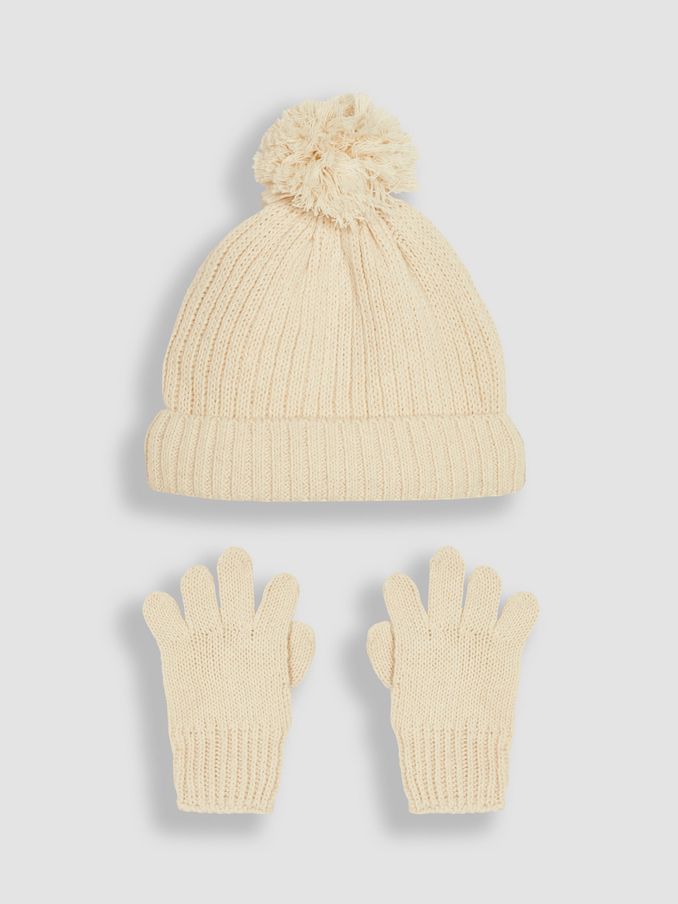 Cream Rib Hat & Gloves Set (B34522) | £12