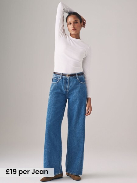 2 Pack Denim Wide Leg 100% Cotton Jeans (B34556) | £38