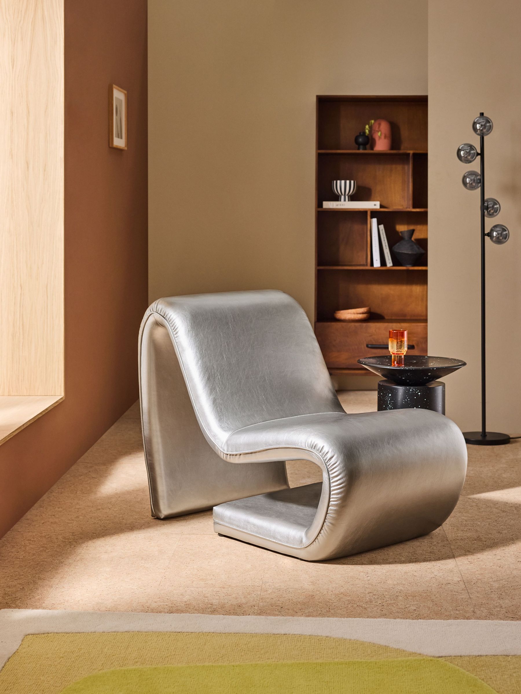 Wexler Chair in Silver Apollo Faux Leather (B34849) | £425