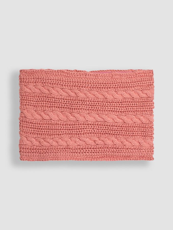 Dusky Pink Cable Knitted Neck Cosy Scarf (B34917) | £14