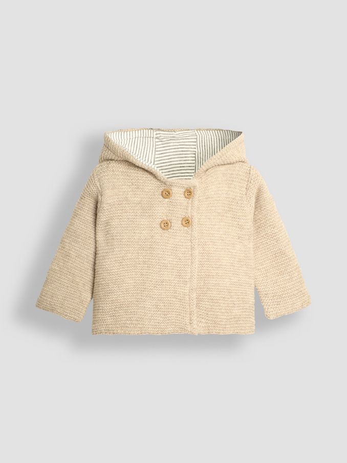 Natural Bear Hooded Baby Cardigan (B34986) | £25