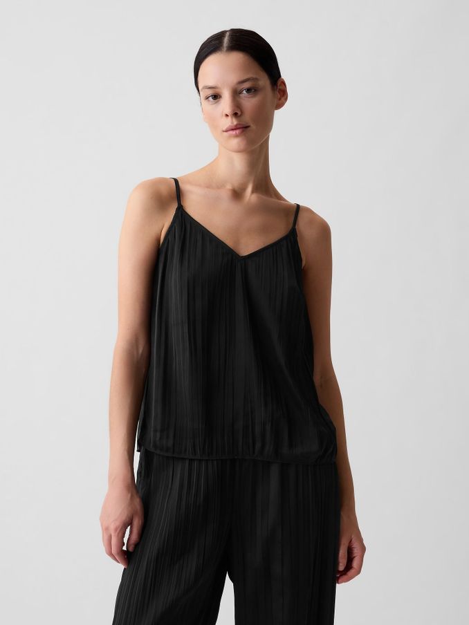 Black Pleated Satin Camisole (B35110) | £12