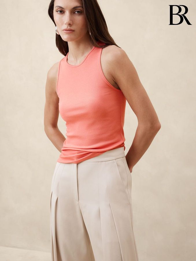 Banana Republic Orange Ribbed Cutaway Tank Top (B35114) | £10