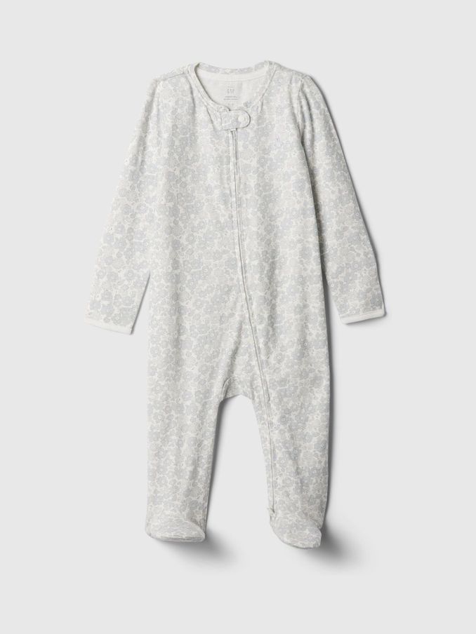 White Floral Organic Cotton First Favourites Sleepsuit (Newborn-9mths) (B36008) | £7