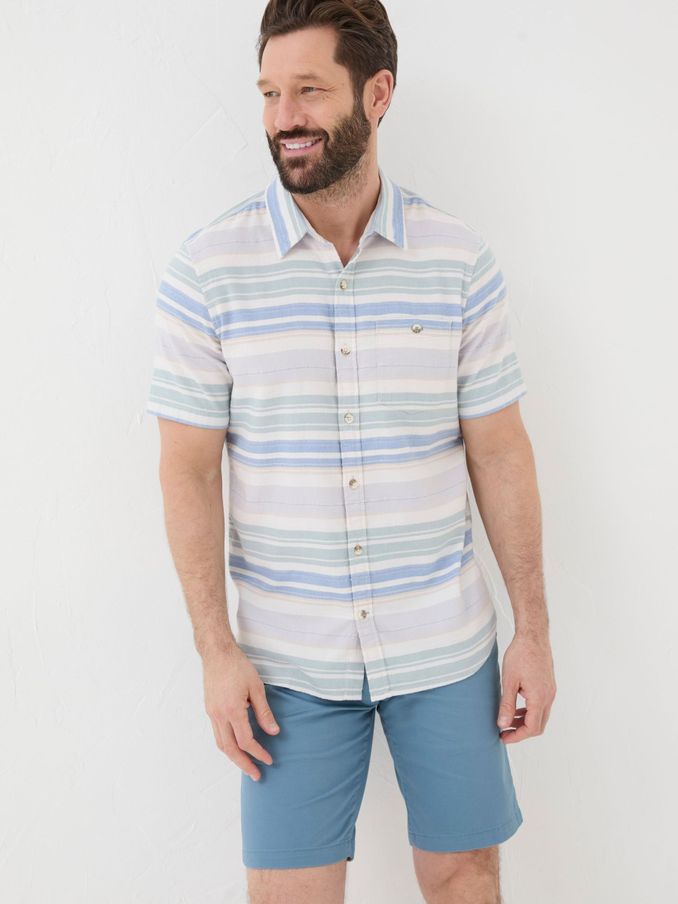 Purple Short Sleeve Trescott Stripe Shirt (B37627) | £28