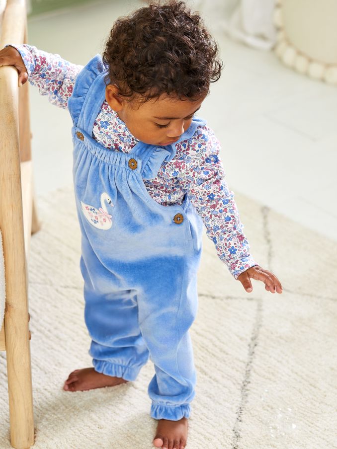 Blue Swan Appliqué Velour Dungarees and Top Set (B38147) | £15