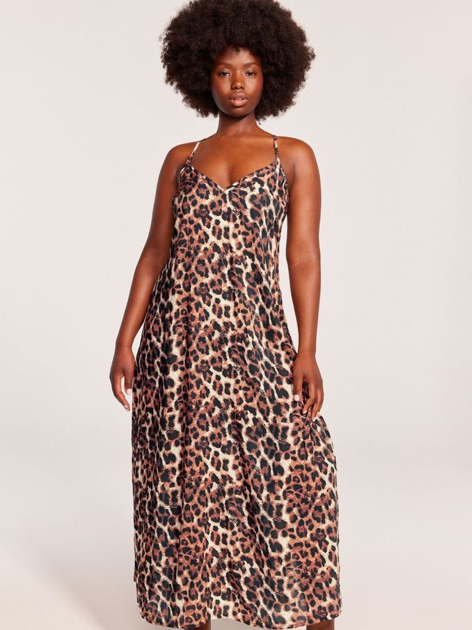 Brown Modal Leopard Maxi Dress Coverup (B38228) | £19