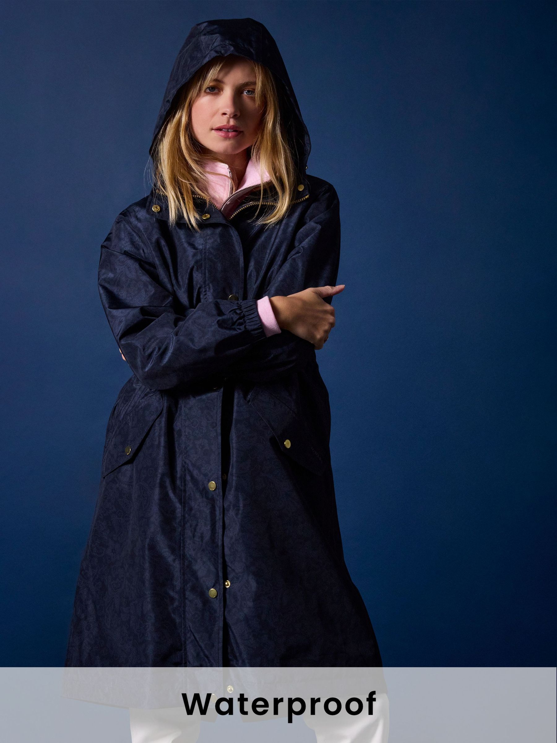 Holkham Navy Waterproof Packable Raincoat With Hood (B38516) | £75