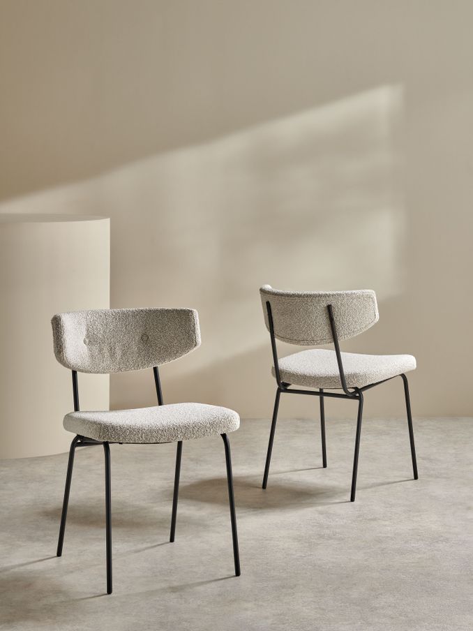 Set of 2 Halina Dining Chairs in White Boucle (B39386) | £249