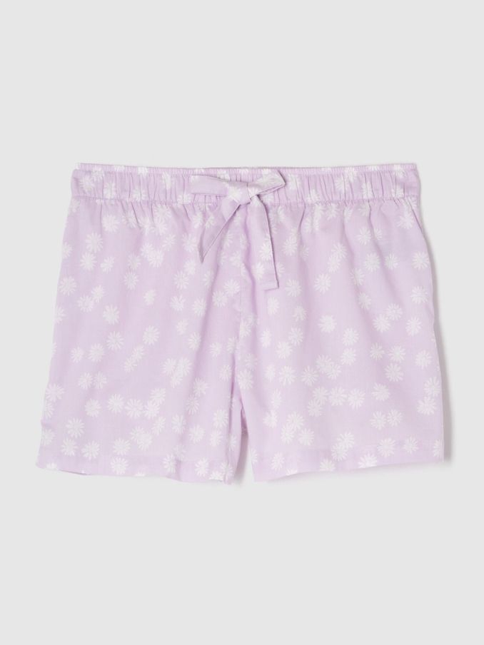 Light Purple Cotton Poplin Print Pyjama Shorts (B39514) | £12