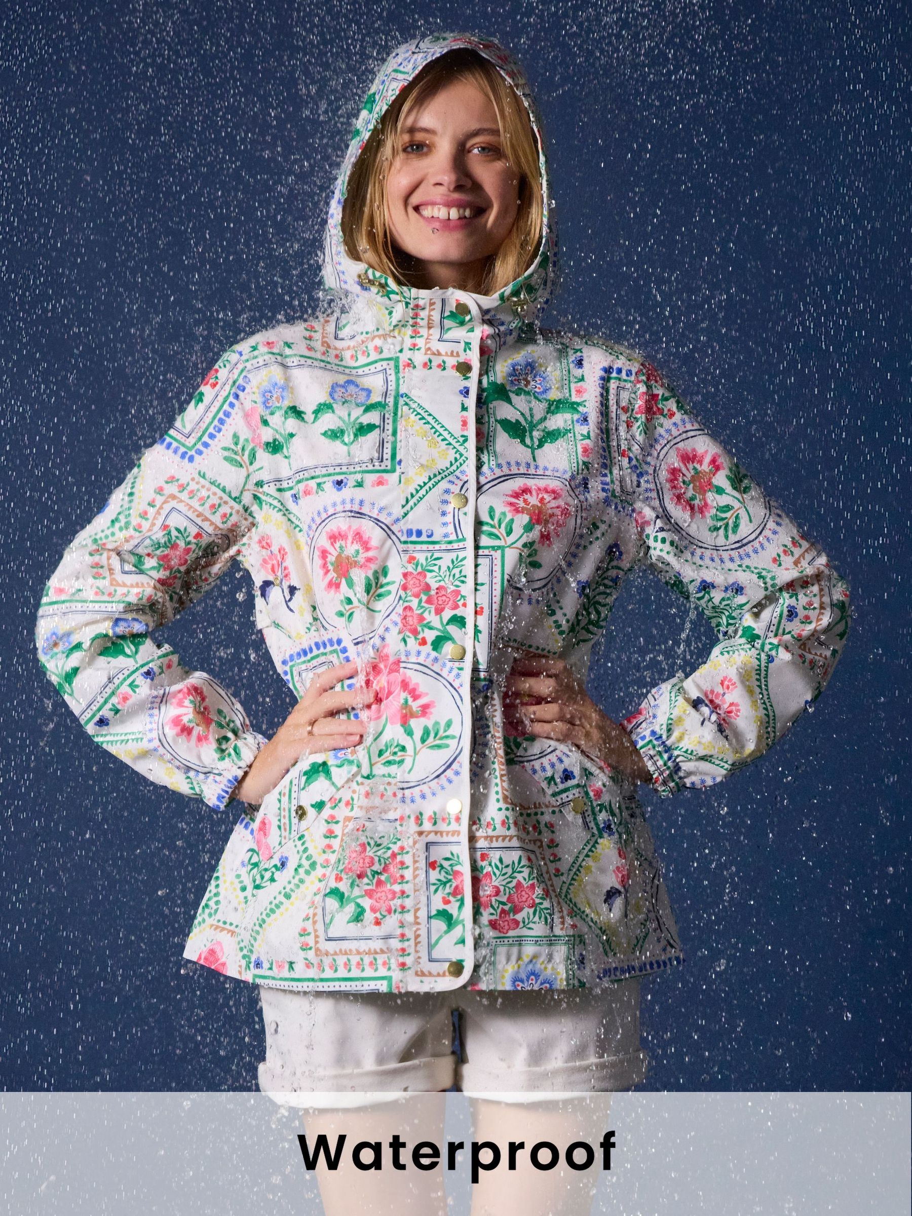 Holt Floral Packable Waterproof Raincoat with Hood (B39770) | £70