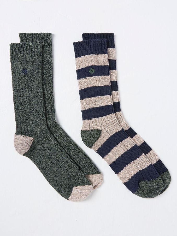 Nathan Khaki Green Socks 2 Pack (B39895) | £8