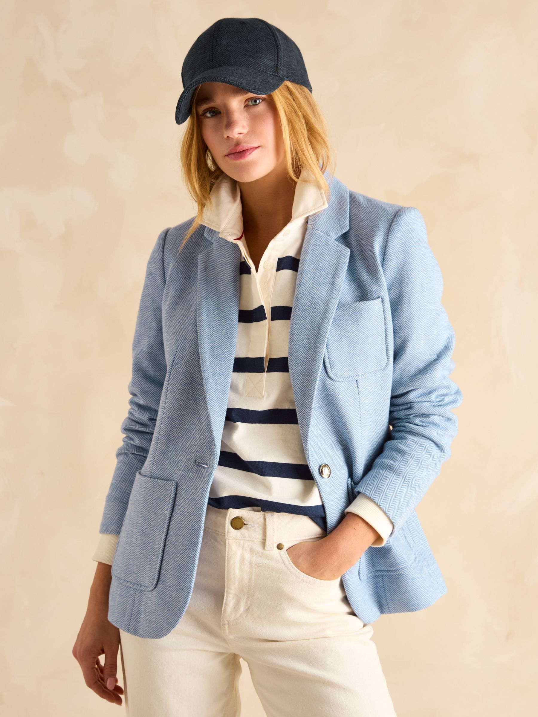 Albury Blue Cotton Blazer (B40132) | £129