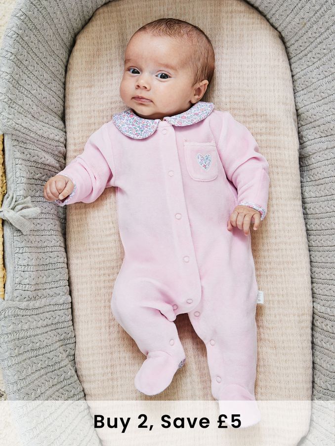 Pink Velour Sleepsuit (B40766) | £12