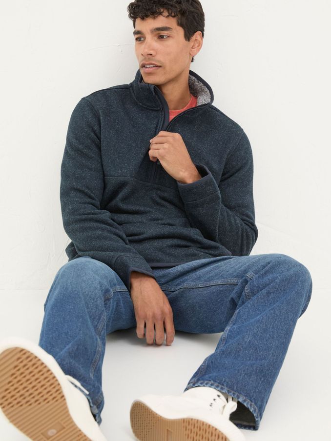 Haxby Navy Blue Half Neck Sweatshirt (B41452) | £34
