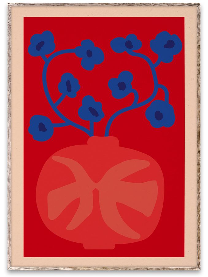 Paper Collective The Red Vase Framed Wall Art Print in Natural Oak Frame (B41571) | £70 - £110