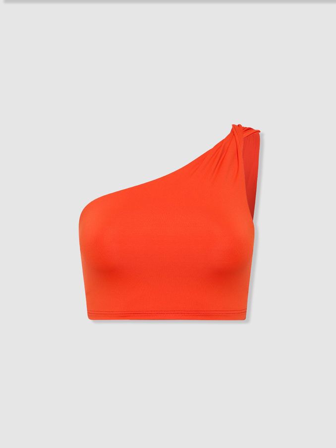 Bondi Born Cori One-Shoulder Bikini Top in Hot Orange (B41982) | £65