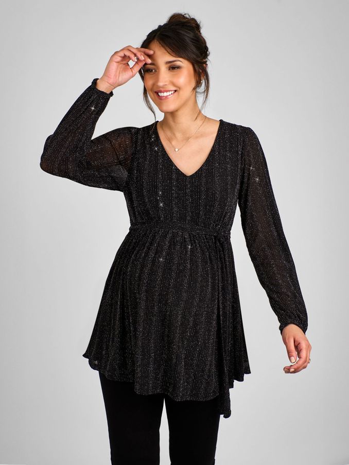 Black Maternity Sparkle Top (B43077) | £25