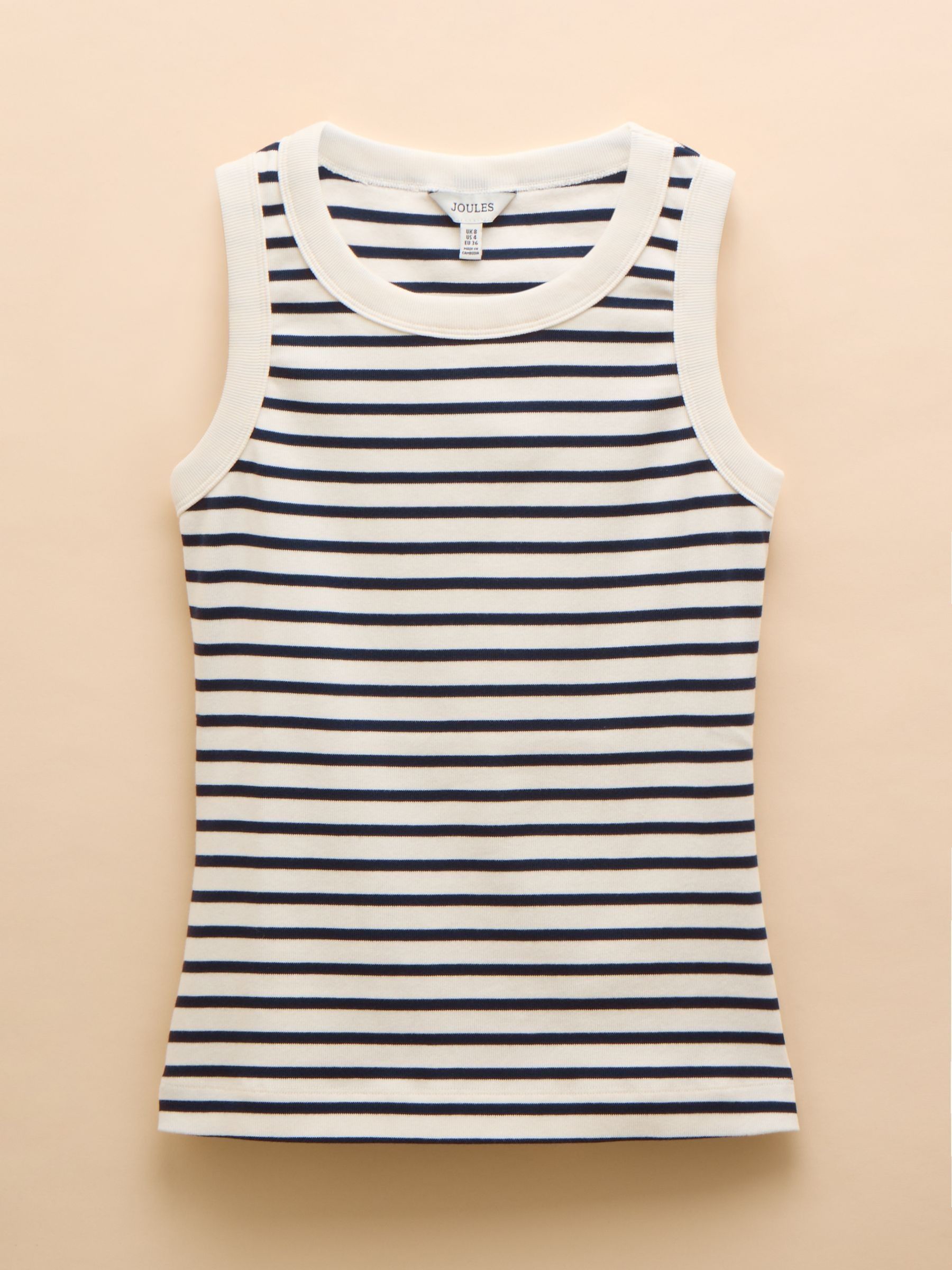 Cream & Navy Striped Premium Ribbed Jersey Vest