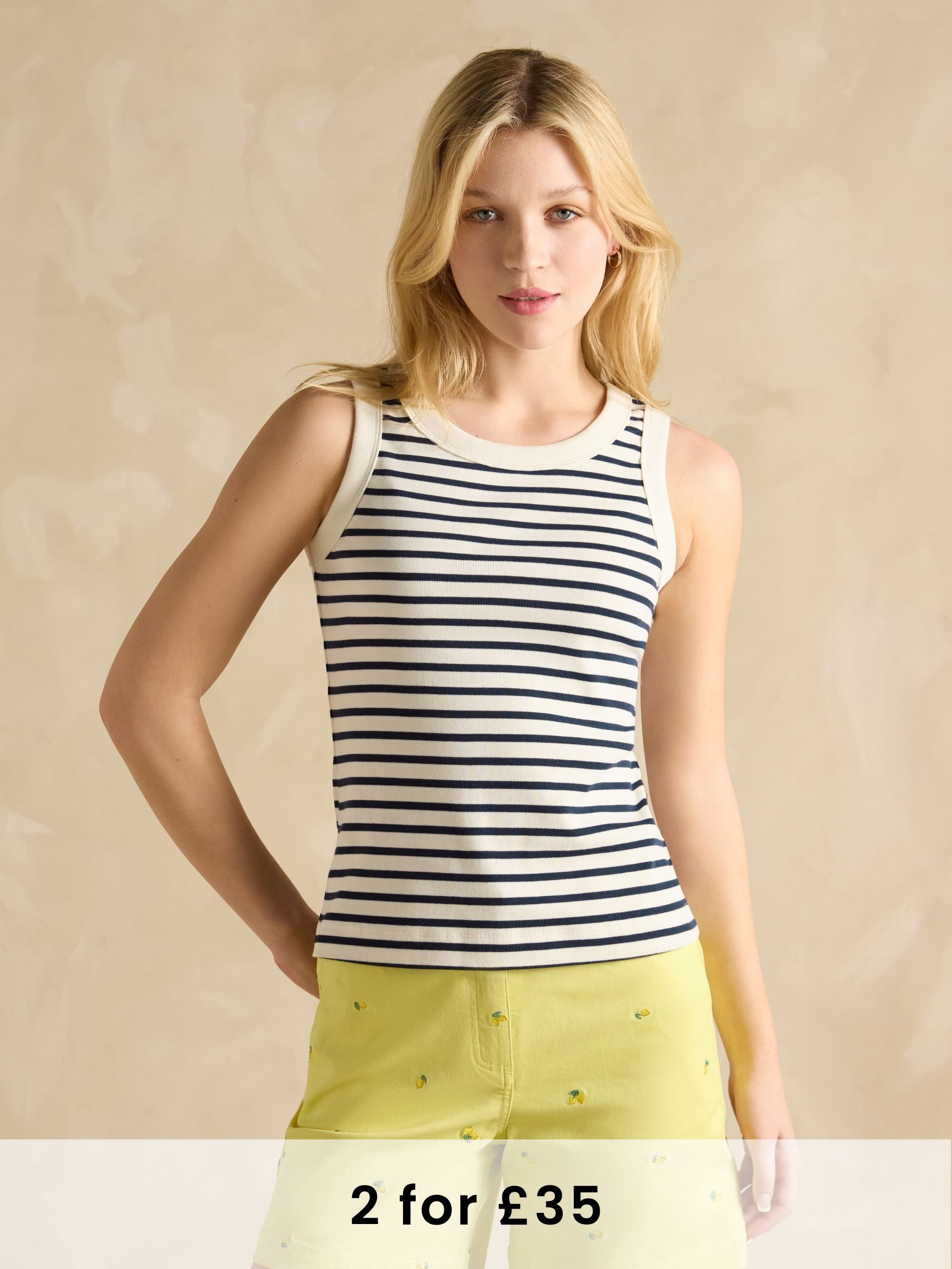Harbour Cream & Navy Striped Jersey Vest (B43202) | £25