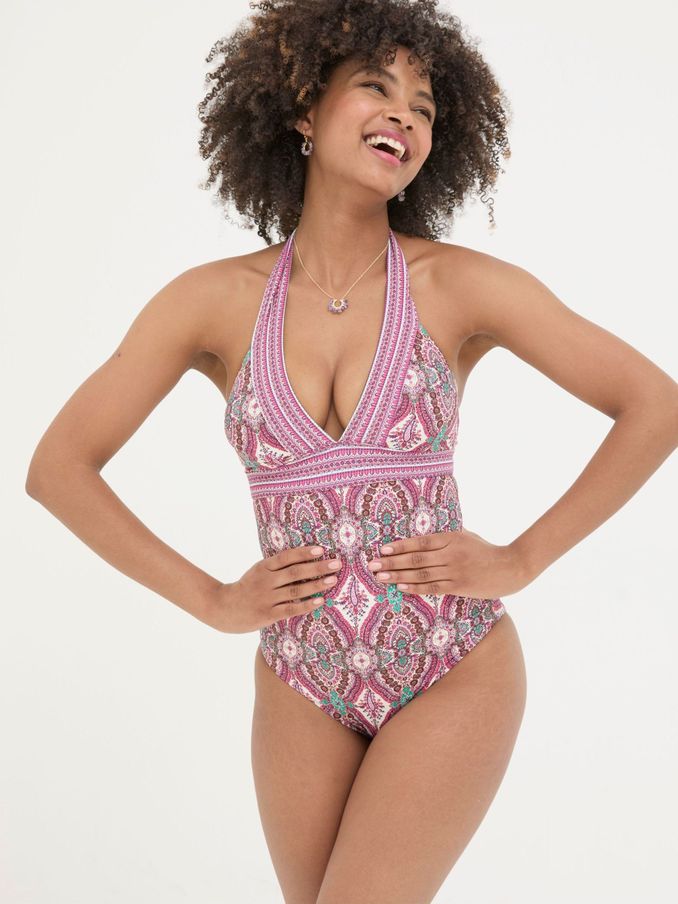 Serena Pink Detail Paisley Swimsuit (B43286) | £25