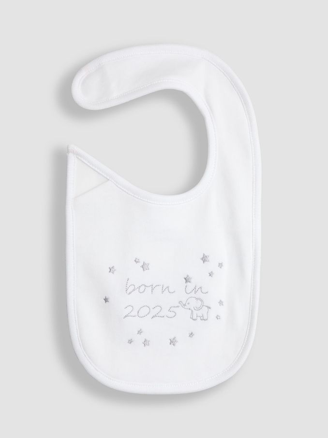 White Born In 2025 Embroidered Bib (B44472) | £6