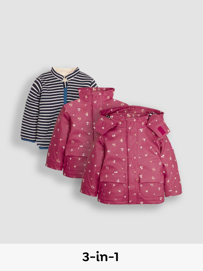 Pink Floral 3-In-1 Waterproof Jacket (B44939) | £55.50 - £59.50