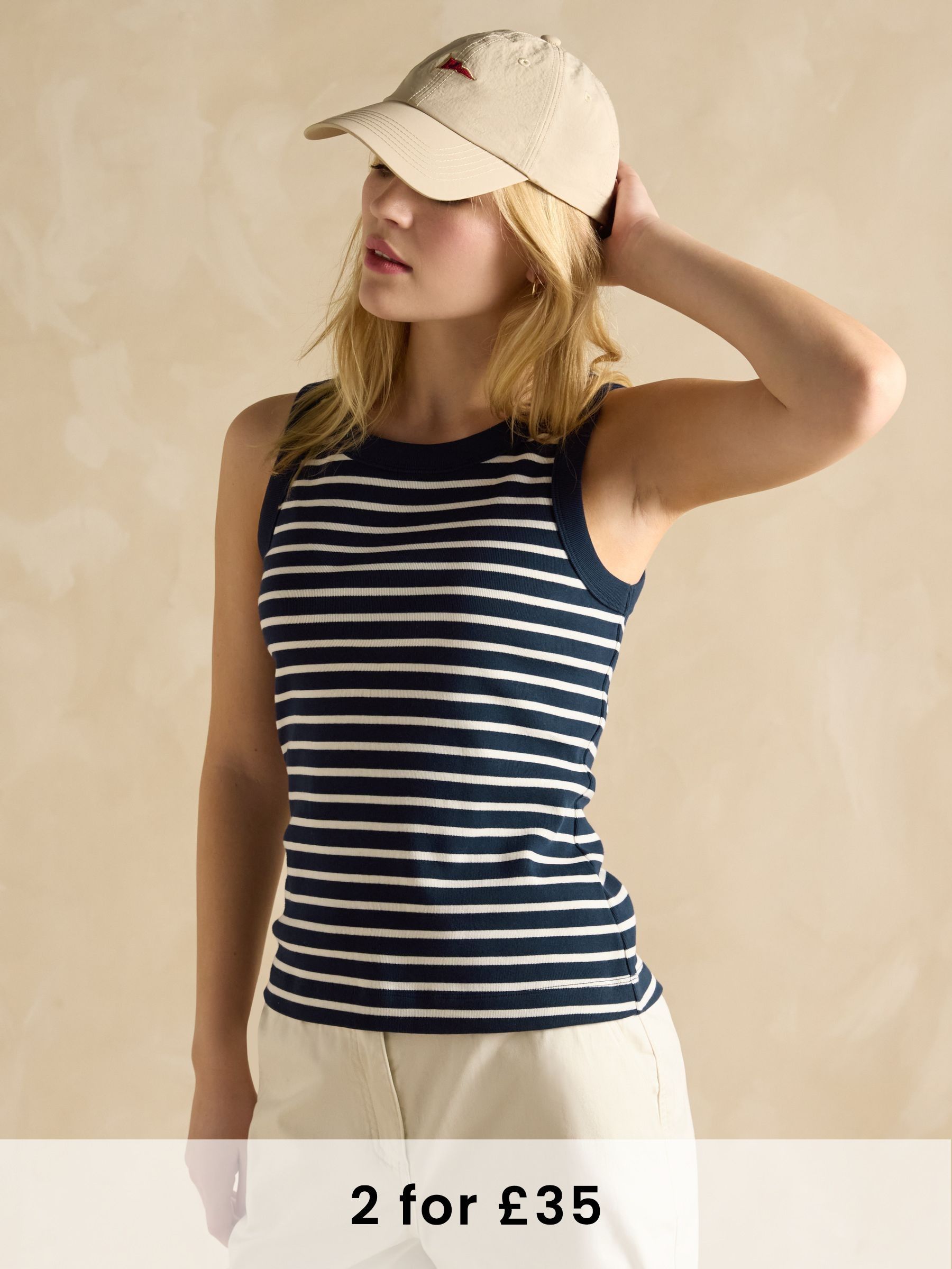 Harbour Navy & Cream Striped Jersey Vest (B45340) | £25