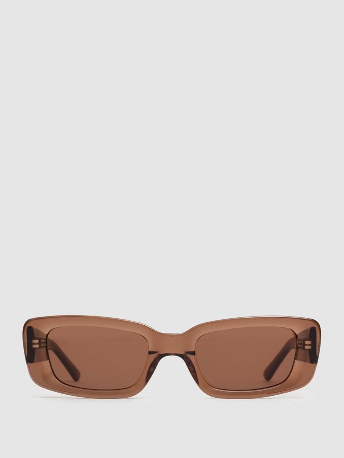 DMY Studios Transparent Rectangular Sunglasses in Brown (B46862) | £98